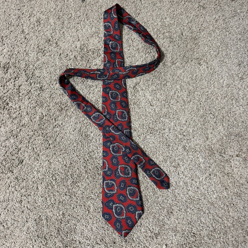Vintage Christian Dior Monsieur Silk Tie Pink Blue Paisley Made In France